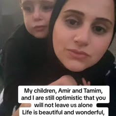 a woman and her child are looking at the camera with an instagram message in front of them