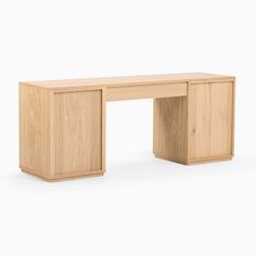 an office desk made out of wood on a white background