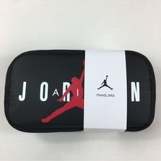 Brand New With Tags Nike Air Jordan Travel Dopp Kit Clutch Bag Toiletries Bag Black Red White New Black Rectangular Bag With Letter Print, Portable Black Rectangular Bag, Portable Black Cases For School, Black Portable Cases For School, Casual Travel Bag With Rectangular Case, Black Rectangular School Travel Bag, Casual Travel Bag With Rectangular Shape, Casual Rectangular Travel Bags, Rectangular Black School Travel Bag