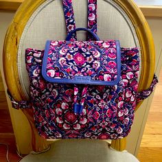 Brand New, Never Used Vera Bradley Cloth Handbag. Backpack Style, Gorgeous Colors. 1 Zipper Pocket Inside, 2 Cellphone Pockets Inside. Snap Closure Trendy Purple Backpack For Daily Use, Purple Softback Backpack For Daily Use, Trendy Purple Softback Backpack, Daily Use Purple Softback Backpack, Purple Softback Bag With Adjustable Strap, Purple Satchel Backpack For Daily Use, Trendy Purple Backpack For Travel, Trendy Purple Shoulder Backpack, Everyday Purple Backpack Shoulder Bag