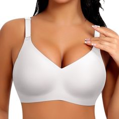 PRICES MAY VARY. ADJUSTABLE DESIGN - The bras feature adjustable shoulder straps and back closures, allowing you to customize the fit to your comfort level. The 4-row back hooks are designed to reduce the appearance of back fat and provide additional support, ensuring a smooth and flattering silhouette. The widened shoulder straps offer effective support and help alleviate any strain on your shoulder SUPER SOFT COMFORTABLE BRAS - This wireless bra is made of 55% nylon 45% spandex, making it ultr Supportive Bras, Scalloped Design, Wireless Bras, Light Activities, Back Fat, Comfortable Bras, Seamless Bra, Wireless Bra, Support Bras