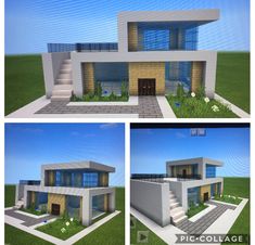 three different views of a modern house