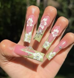 Tropical Nails, Acrylic Nail Set, Punk Nails, Long Acrylic Nail Designs, Duck Nails, Airbrush Nails, Anime Nails, French Acrylic Nails, Bling Acrylic Nails