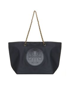 Body: 100% Nylon Trim: 100% Polyurethane (pu) Lining: 100% Polyester Tory Burch Shoulder Bag, Tory Burch Ella, American Fashion Designers, Prada Leather, Tory Burch Bags, Feminine Aesthetic, Tory Burch Bag, Black Tote, Card Holder Leather