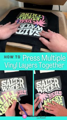 how to press multiple vinyl layers together with the help of two hands on top of each other