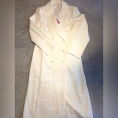 This Is A Brand New White Blazer Midi Dress, Size L (Us 6-8). It's Never Been Worn And Features A Classic Notch Lapel Collar And Long Sleeves. Perfect For Work Or Formal Occasions, It's Both Elegant And Flattering. White Fitted Single Breasted Dress, White Single-breasted Dress For Formal Occasions, White Single-breasted Formal Dress, Formal White Single-breasted Dress, White Long Dress For Work, Long White Dress For Work, White Single-breasted Spring Dress, Spring White Single-breasted Dress, White Single-breasted Dress For Fall