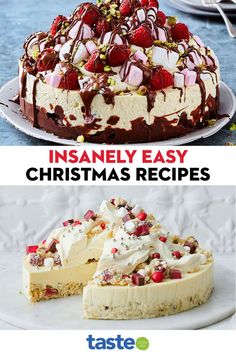 an image of christmas desserts with text overlay that reads insanely easy christmas recipes