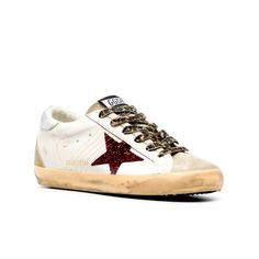 Excellent Condition, Worn 3 Times Comes With Its Dust Bag And Golden Goose Passport Size 37 Eu, 6 Us Womens Golden Goose Super-Star Low-Top Sneakers White/Bordeaux Red/Taupe Calf Leather Distressed Effect Glitter Detailing Star Patch Detail Logo Print To The Side Logo Patch At The Tongue Front Lace-Up Fastening Round Toe Flat Rubber Sole Branded Insole Made In Italy Composition: Sole: Rubber 100% Outer: Calf Leather (Top Grain) 100% Lining: Calf Leather (Top Grain) 100%, Fabric 100% Golden Goose Shoes, Cream White, Leather Top, Sneakers White, Patch Logo, Top Sneakers, Calf Leather, Dust Bag, Lace Up