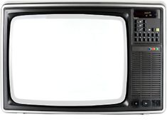 an old fashioned television set with white screen and black trim, isolated on a white background