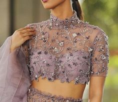 Latest Saree Blouse Designs Latest Lehenga Blouse Designs, Lilac Lehenga, Front Blouse Designs, Mahima Mahajan, Sleeveless Blouse Designs, Netted Blouse Designs, Net Blouse, Saree Blouse Neck Designs