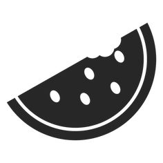 a slice of watermelon with white dots on it's side, black and white