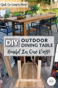 an outdoor dining table built in one day