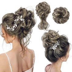 PRICES MAY VARY. ✨[2 Styles Messy Hair Bun] There's nothing more cool-girl casual than the messy bun. Not only does it look effortless on all hair types, And it's actually effortless to DIY: Top knot, Side bun, Half bun, Low bun. You name it! You could Enjoy different hairstyles with REECHO messy bun ✨[New Look for Every Moment] The messy bun adds texture and volume without weighing your natural hair down. So whether you’re on the school run, or exercising, working, wedding, dating, REECHO hair Hair Put Ups For Mid Length Hair, Wedding Hair For Mother Of The Bride Up Dos, Fake Hair Buns, Donut Bun Hairstyles, Bun With Curls, Bun Hair Piece, Fake Hair, Messy Bun Hairstyles, Ponytail Extension