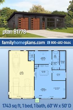 two story house plan with garage and living room