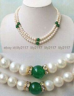 We will help you to solve the problem. We will do as we promised for you. Quantity:1 Set. Motifs Perler, Pearl Necklace Designs, White Pearl Necklace, Gem Necklace, Jade Necklace, Beaded Jewelry Patterns, Jewelry Design Necklace, Bead Jewellery, Green Jade