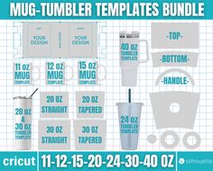 the mug tumbler templates bundle is shown with instructions for how to use it