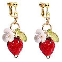 PRICES MAY VARY. 【Design】: With strawberry, lemon, peach, pomegranate beads, green leaves, and handmade flowers as the special features, these earrings are designed to be simple, light, elegant, and exquisite. They are available for your choice. They are perfect for daily wear or special occasions such as strawberry festivals, birthday parties, themed events, or role-playing activities. 【Material】: It use 14K gold plated copper, and some glass resin fruit beads. It’s skin friendly and hypoallerg Spring Red Dangle Flower Earrings, Cute Red Jewelry For Spring, Pomegranate Beads, Resin Fruit, Strawberry Leaf, Fruit Beads, Lemon Earrings, Strawberry Festival, Strawberry Leaves