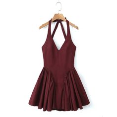 Size (inch) Bust Waist Length S 31.50 26.77 29.53 M 33.07 28.35 29.92 L 34.65 29.92 30.31 Fabric | Polyester , Cotton Elegant Mini Dress, Halter Neck Dress, Pleated Mini Dress, Backless Design, Cardigan Sweater Jacket, Flare Mini Dress, Mini Cocktail Dress, Halterneck Dress, Crop Top Blouse