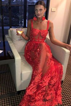 Red Lace Prom Dress, Corset Style Tops, Looks Party, Maxi Dress Prom, Red Dress Maxi, Looks Street Style, Birthday Party Dress, Maxi Robes, Red Lace