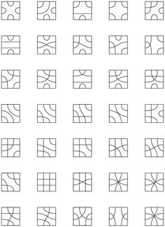 a set of nine squares with different lines on them