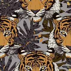 a tiger pattern on a gray background