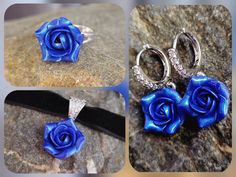 "Choker necklace with velvet ribbon , handmade flowers and crystal findings  Rose material is polymer clay. Each petal of flower made by hand without any mold Dia flower 12-15 mm/ 0.45-0.55 \" Length of necklace is adjustable: 10-12 inches/ 25,4 - 30,5 cm 11-13 inches/ 28-33 cm 12-14 inches/ 30.5- 35.5 cm 13-15 inches/ 33-38 cm 14-16 inches/ 35.5 cm-40.5 cm 15-17 inches/ 38,1 cm- 43,2 cm 16-18 inches/ 40.6 cm- 45.7 cm 17-19 inches/ 43 cm - 48 cm Width of ribbon 10 mm / 0.4 inches If you need other length of necklace let me know and I will make it for you. Polymer clay isn't afraid of water, strong and non-toxic. Gorgeous gift for women and girls as handmade item ALL CHOKERS - https://www.etsy.com/shop/BuduartJewelry?ref=simple-shop-header-name&listing_id=694544029§ion_id=22629985 ♥All my j Elegant Polymer Clay Jewelry With Flower Charm, Blue Pearl Jewelry, Ribbon Handmade, Pearl Jewelry Set, Elven Jewelry, Pearl Jewelry Sets, Earrings And Necklace, Velvet Choker, Rose Necklace