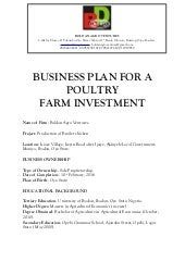 the business plan for a poultry farm investment program is shown in this document, which includes information