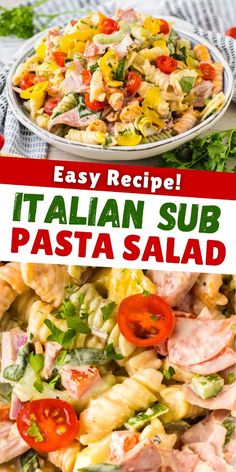 pasta salad with tomatoes, lettuce and other ingredients in it on a plate