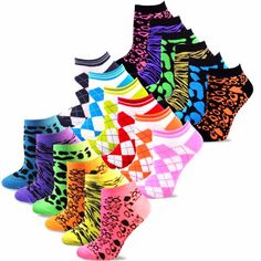 TeeHee Women's Acrylic No Show Low Cut Basic 18 Pair Pack. Buy many cute pairs of socks for a great price!. Quality Guarantee: Contact us for any problems you might encounter and we will do all we can to help!. Sizing Guidelines: Size 9-11 (Women's Shoe Sizes 6-9). Affordable, cute socks engineered to stay soft on your feet. Machine Washable, Imported Color: Multicolor.  Gender: female.  Age Group: adult.  Pattern: animal print. Teehee Socks, Purple Animals, Neon Stripes, Black Neon, Cute Socks, Casual Lace, Lace Ruffle, Set Women, Socks And Hosiery