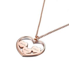 This beautiful piece comes with 3 heart shape charm, each with a name to match. Treat her to an adorable mom necklace and help keep thoughts of her children close to her heart. Mother deserves the best!Chain Type: O-chainMaterial: Copper Personalized Double Heart Rose Gold Necklace, Engraved Rose Gold Heart Pendant Name Necklace, Rose Gold Engraved Heart Pendant Name Necklace, Personalized Heart-shaped Rose Gold Name Necklace, Personalized Rose Gold Heart Name Necklace, Personalized Rose Gold Heart Pendant Necklace, Personalized Engraved Rose Gold Heart Necklace, Mother's Day Rose Gold Heart Pendant Name Necklace, Personalized Double Heart Rose Gold Jewelry