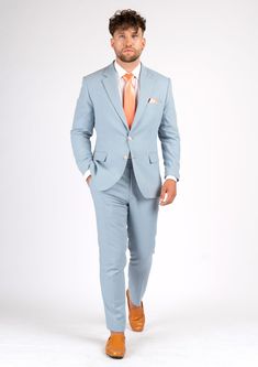 Step out in style in the Astor Maya Blue Linen Suit. Perfect for summer, this light blue linen cotton blend is sure to give your wardrobe a cozy vibe. Don't just look good - feel good too with this light and bright custom suit! Blue Linen Suit, Maya Blue, Custom Made Suits, Custom Suit, Look Good Feel Good, Linen Suit, Single Breasted Jacket, Fashion Consultant, Pair Of Pants