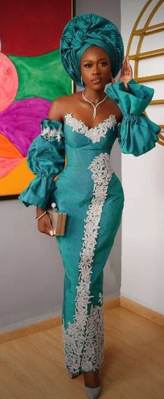 Unique dress for special occasions, style is available in different colors.  This dress includes: the auto gele / head wrap Yoruba Wedding Guest Outfit, Edo Traditional Wedding Attire For Women, Yoruba Dress, Yoruba Lace Traditional Wedding Attire, Yoruba Traditional Attire, Traditional Fitted Agbada For Party, Fitted Traditional Agbada For Party, Elegant Green Agbada For Wedding, Green Yoruba Wedding