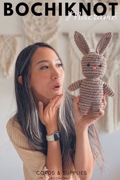 Craft a beautiful macrame bunny with our easy DIY pattern! Great for all levels, this project adds a handmade, charming detail to your home or makes a thoughtful gift. Download the pattern now and check out www.Bochiknot.com for macrame supplies. Bunny Pattern, Thoughtful Gifts, Easy Diy, Macrame, Pattern, Macramé