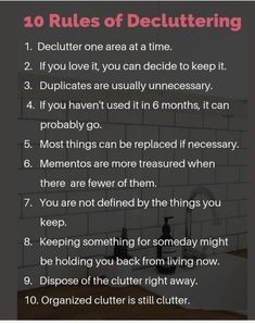 the rules for decluttering