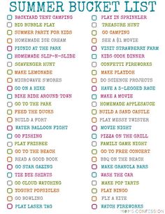 the summer bucket list is filled with things to do