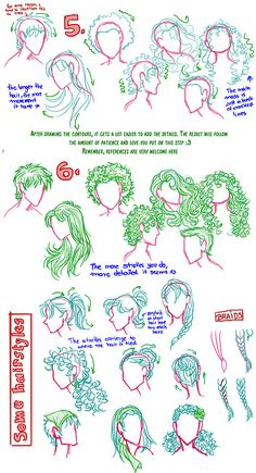 an image of some different types of hair and hairstyles in various stages of development