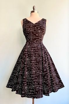 Equations V-Neck Dress by Eva Rose – Modern Millie Math Dress, Modern Millie, Home Dress, Equations, Full Skirt, True Vintage, V Neck Dress, New Vintage, Cotton Spandex