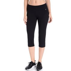 On-the-go style. These women's Danskin high-waisted yoga capris give your casual look a sporty touch. Smooth, stretchy matte cotton blend moves with you Reinforced wicking on the gusset FIT & SIZING 21-in. approximate inseam High rise sits on the natural waist Wide elastic waistband for flattering look FABRIC & CARE Cotton, polyester, spandex Machine wash Imported  Size: Medium. Color: Black. Gender: female. Age Group: adult. Fall Leggings, Yoga Capris, Yoga For Beginners, Bottom Clothes, Casual Look, Leggings Fashion, Bottoms Pants, Polyester Spandex, Fabric Care