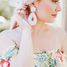 Melayna Drop Earrings | BaubleBar Santa Earrings, Bridesmaid Presents, Gold Ear Jacket, Earrings Outfit, Baublebar Earrings, Romantic Earrings, Ear Jacket Earring, Santa Claus Is Coming To Town, Floral Studs