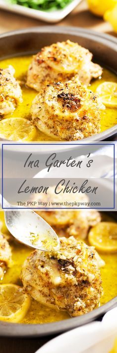 lemon chicken in a pan with the title overlay