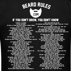 the beard rules t - shirt is shown in white and black, with an image of a