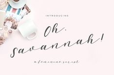 the words oh, saawanah are surrounded by flowers and other items on a pink background