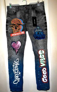 Up for sale is a Create 2MRW Men's 34 x 32 Gray to Blue w/Paint Splatter & Graffiti Jeans NWT. This item is in brand new condition as pictured above! A must have for the collector or fan. Always open to reasonable best offers....make me one! I always combine shipping for U.S. customers....best rates on ebay Please check out my store for more awesome items! I use the Global Shipping Program for international sales, they set the shipping price for international items If you are in anyway unsatisfi Graffiti Jeans, Take Care Of Me, Paint Splatter, Cool Items, The Collector, Must Haves, Graffiti, Mens Accessories, Shoe Accessories