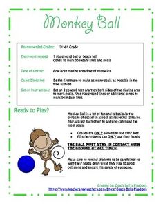 the monkey ball worksheet is shown in green and blue colors, as well as an