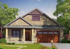 this is an artist's rendering of a house in the country style with two garages