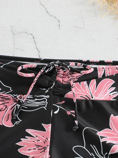 Katykey - Womens Plus Size Boho Bikini Bottoms: Elegant Floral Print Ruched Lace Up High Waisted Beach Shorts Plus Size Boho, First Contact, Beach Shorts, Elegant Floral, Olivia Mark, Types Of Printing, Floral Print, Weaving, Floral Prints