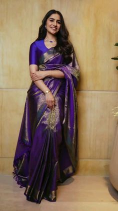 South Indian Bridesmaids Saree, Rukmini Vasanth, Indian Drapes, Saree Combination, Bride Things, Silk Saree Blouse Designs Patterns, Saree Ideas, Bridal Sarees South Indian, Simple Saree Designs