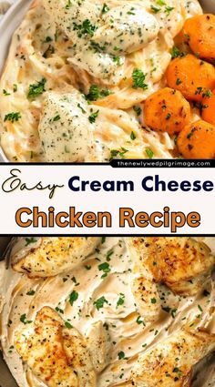 creamy cream cheese chicken recipe with carrots and parsley