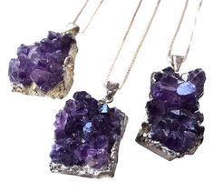 Amethyst Crystal Cluster Pendant, Silver Chain Necklace, by Well Done Goods – Well Done Goods, by Cyberoptix Druzy Necklace, Amethyst Point, Chain Silver, Cluster Pendant, Detroit Michigan, Crystal Necklace Pendant, Well Done, Pendant Silver, Crystal Cluster