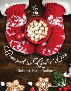 an advertisement for a christmas event with hot chocolate and marshmallows in red mittens